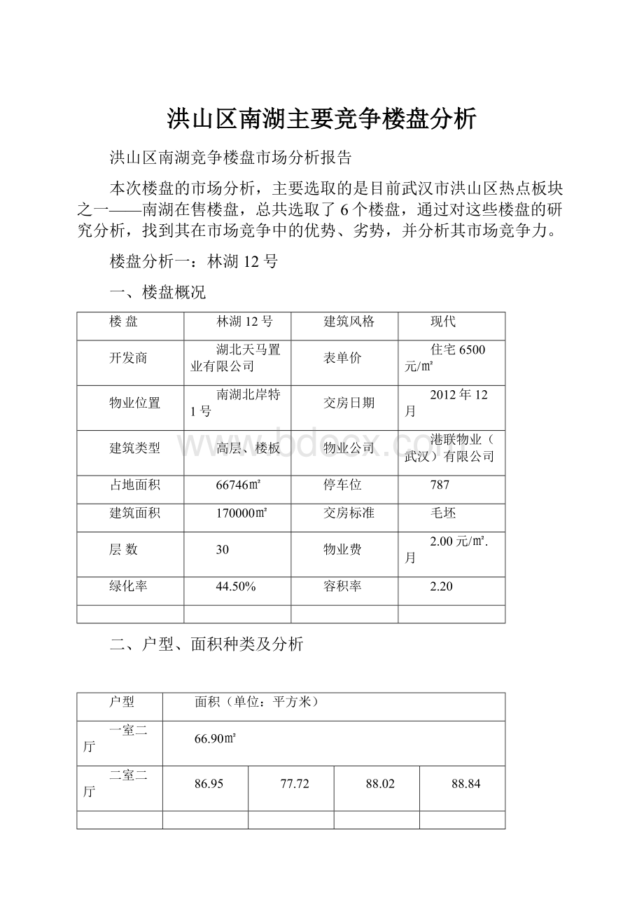 洪山区南湖主要竞争楼盘分析.docx_第1页