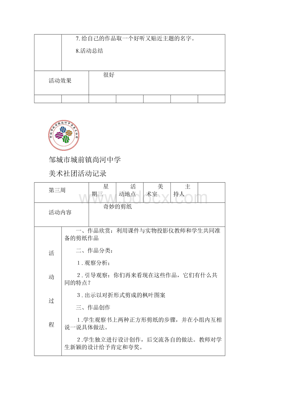 美术社团活动记录.docx_第2页