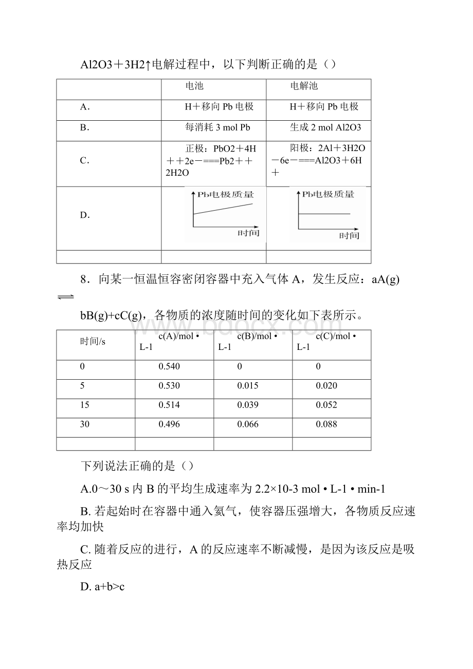 届高三化学上学期阶段考试试题word版本.docx_第3页