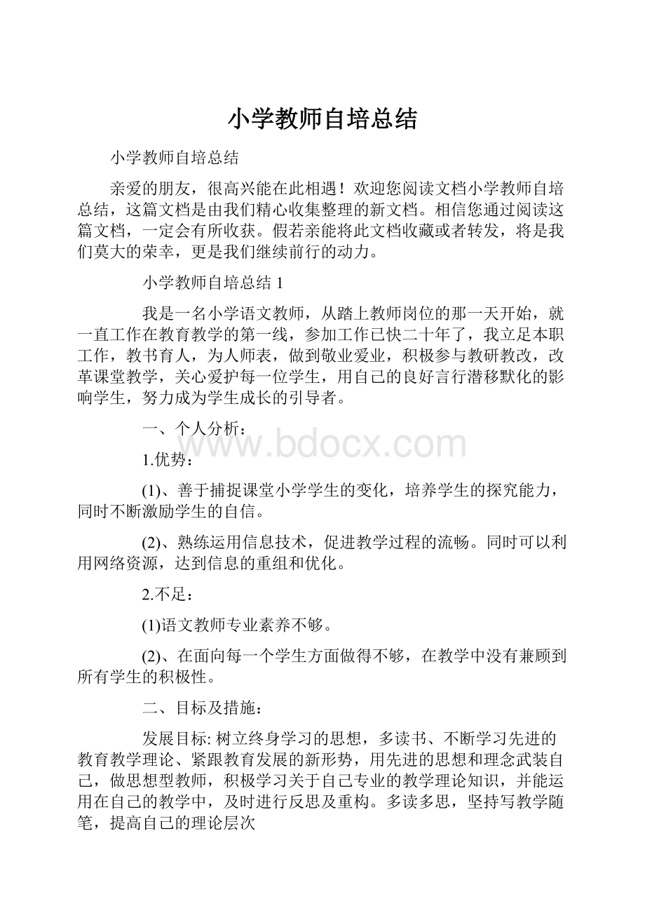 小学教师自培总结.docx_第1页