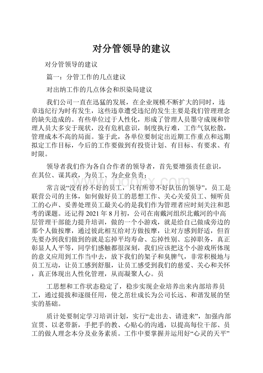 对分管领导的建议.docx_第1页