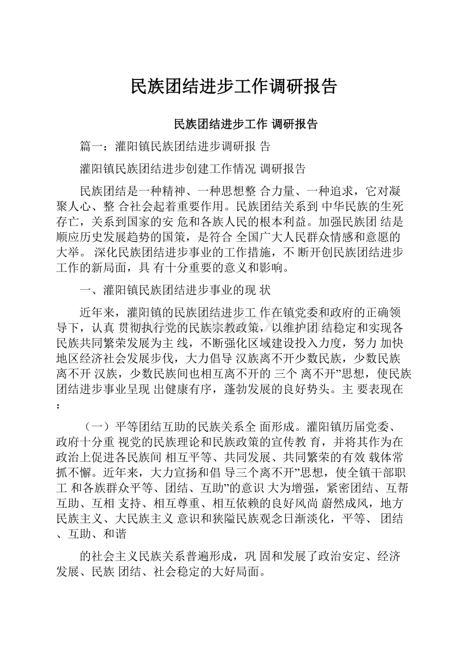 民族团结进步工作调研报告.docx