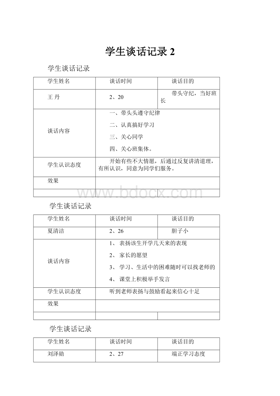 学生谈话记录 2.docx_第1页