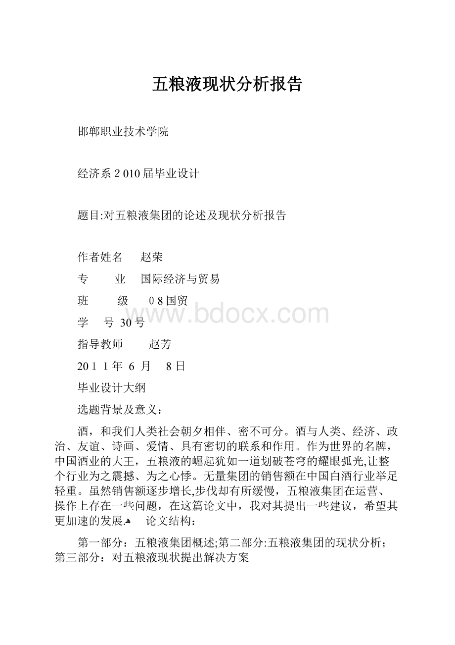 五粮液现状分析报告.docx_第1页