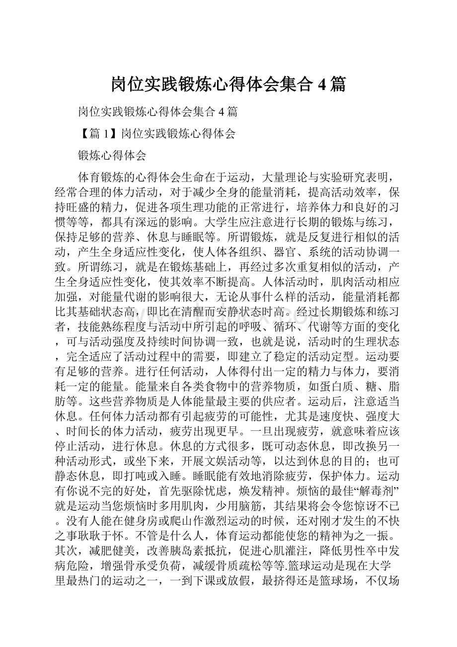 岗位实践锻炼心得体会集合4篇.docx