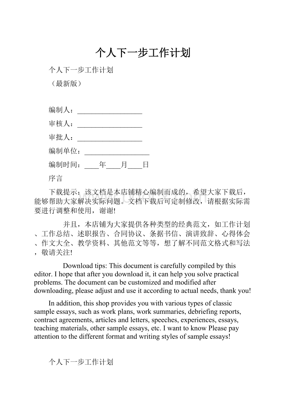 个人下一步工作计划.docx_第1页