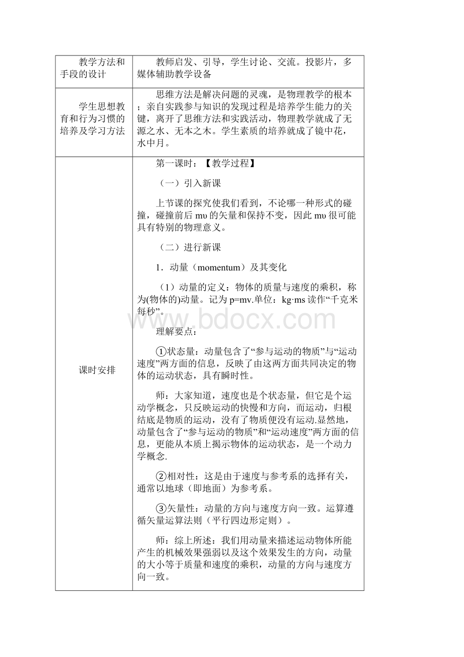 人教版高中物理《动量守恒定律》单元教材教学分析.docx_第2页