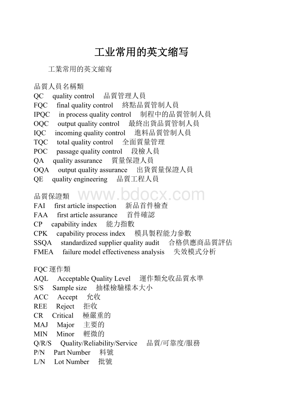 工业常用的英文缩写.docx