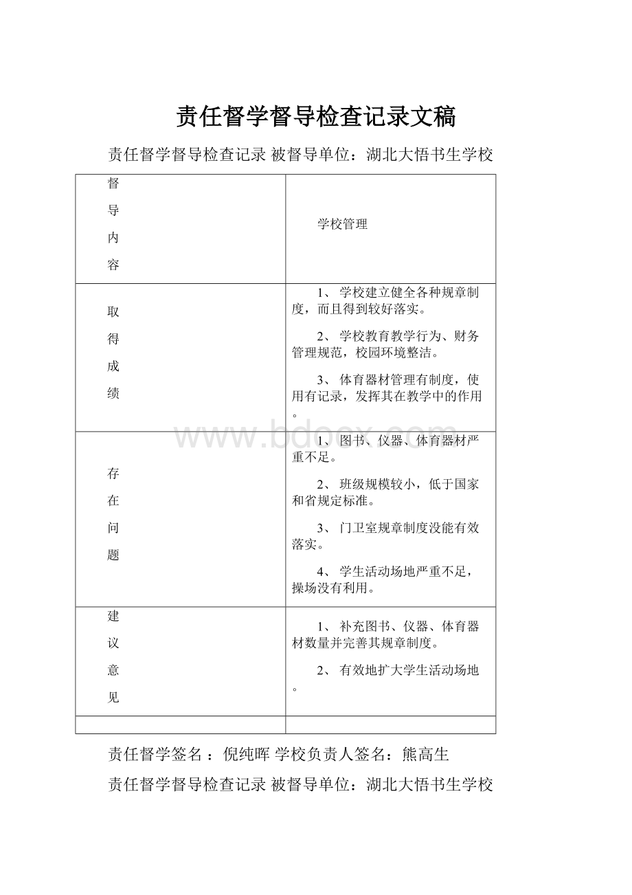 责任督学督导检查记录文稿.docx