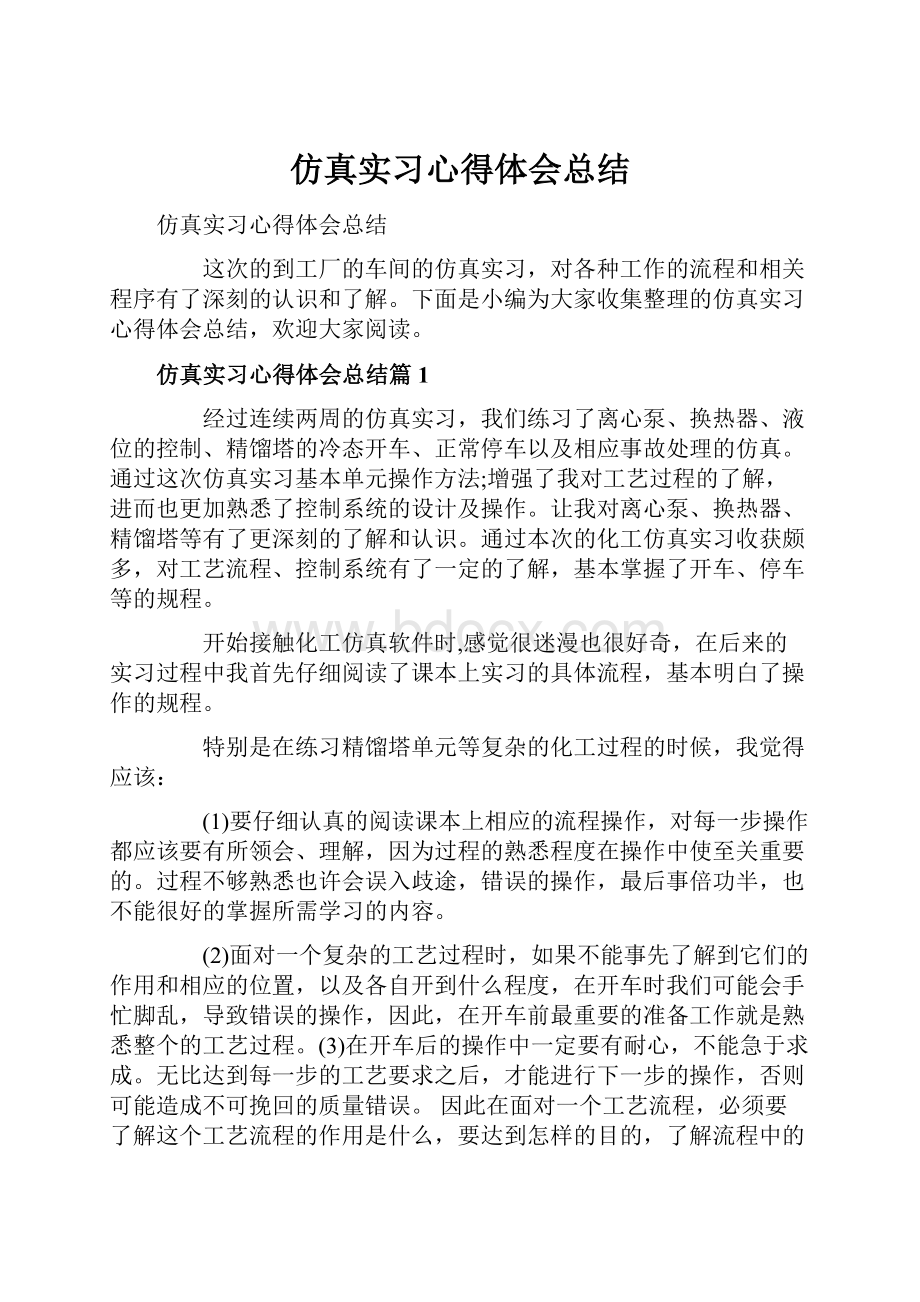 仿真实习心得体会总结.docx