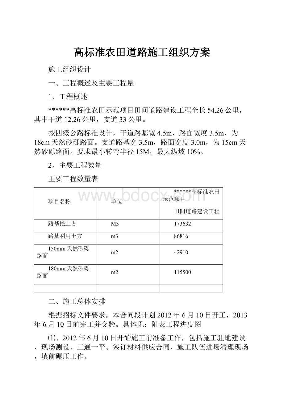 高标准农田道路施工组织方案.docx