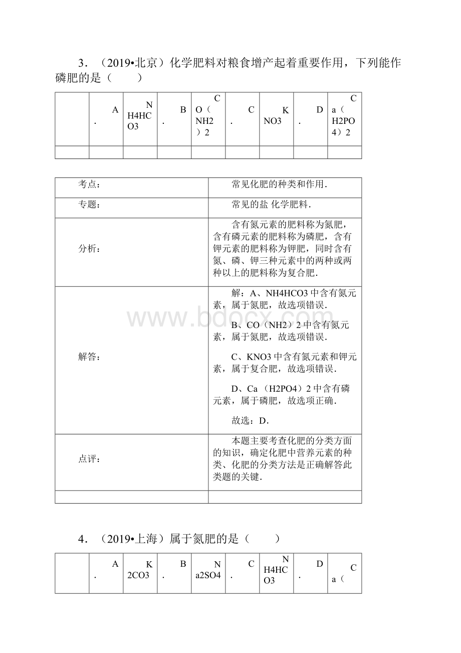 化学中考试题分类汇编化学肥料含答案.docx_第3页