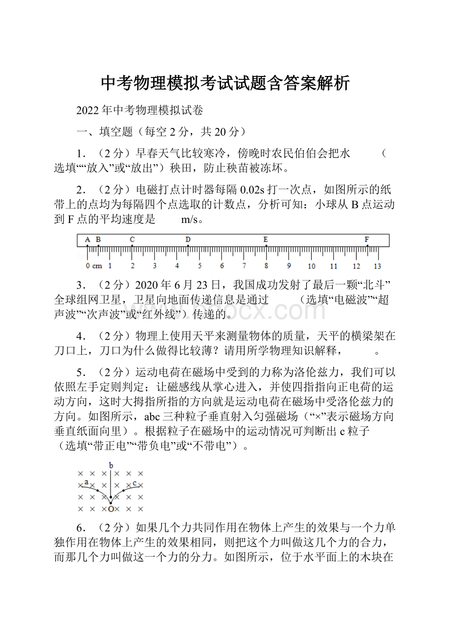 中考物理模拟考试试题含答案解析.docx_第1页