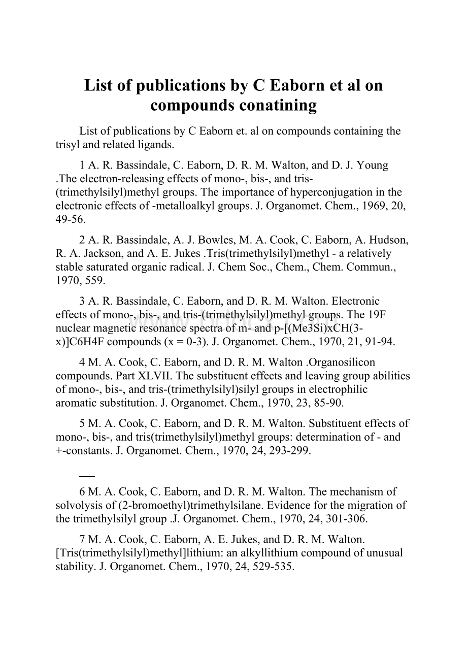 List of publications by C Eaborn et al on compounds conatining.docx