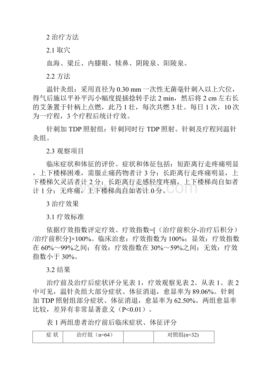 温针灸治疗膝关节骨性关节炎疗效观察doc.docx_第2页