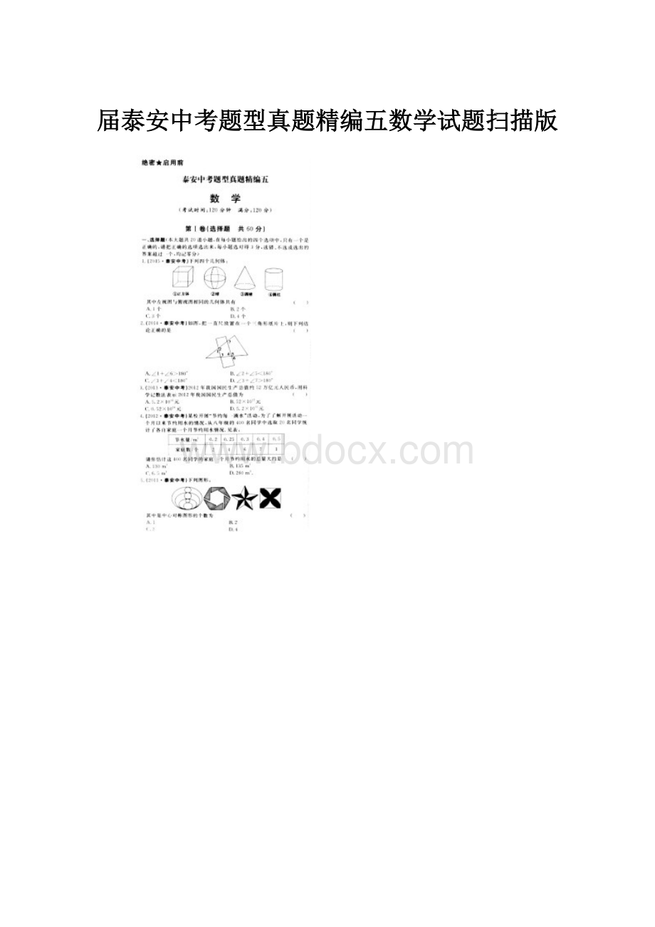 届泰安中考题型真题精编五数学试题扫描版.docx_第1页