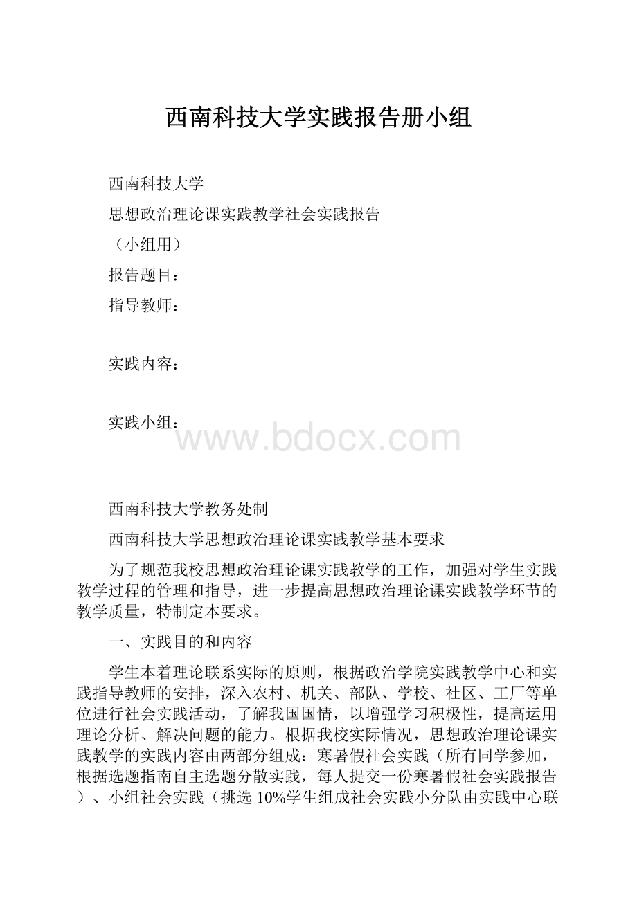 西南科技大学实践报告册小组.docx_第1页