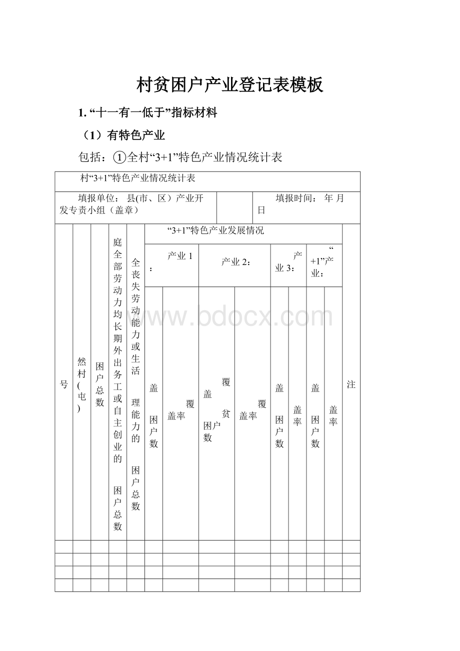 村贫困户产业登记表模板.docx