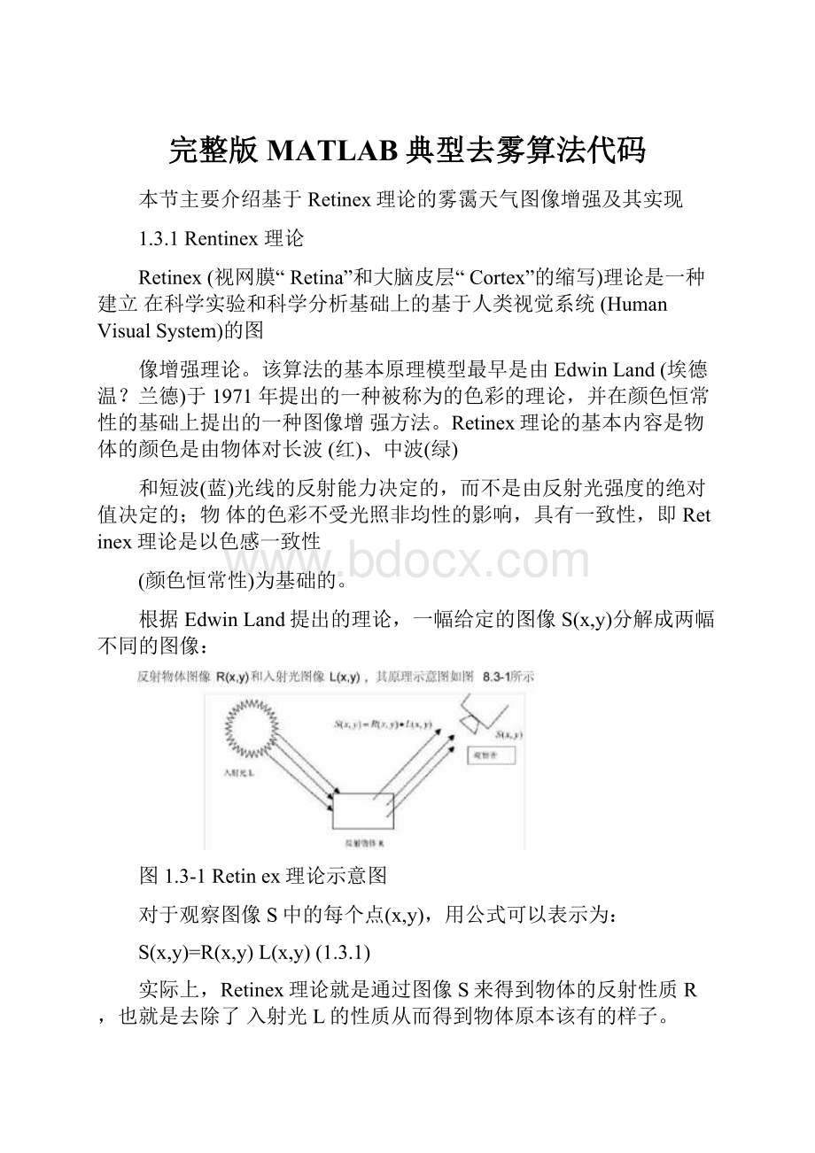 完整版MATLAB典型去雾算法代码.docx_第1页