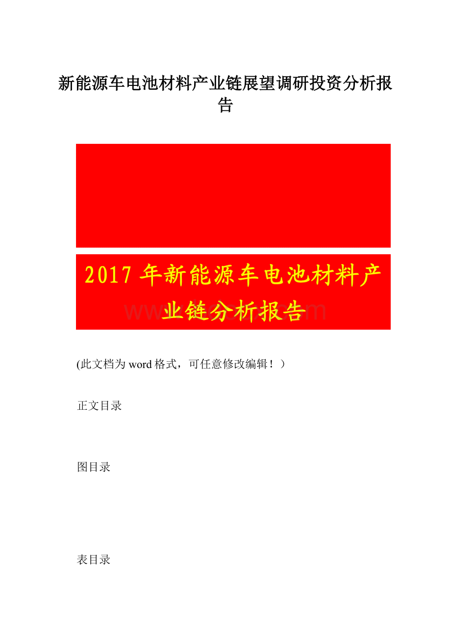 新能源车电池材料产业链展望调研投资分析报告.docx_第1页