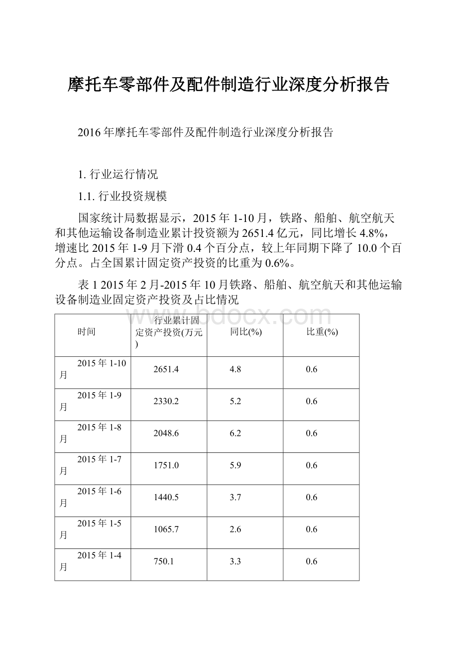 摩托车零部件及配件制造行业深度分析报告.docx_第1页