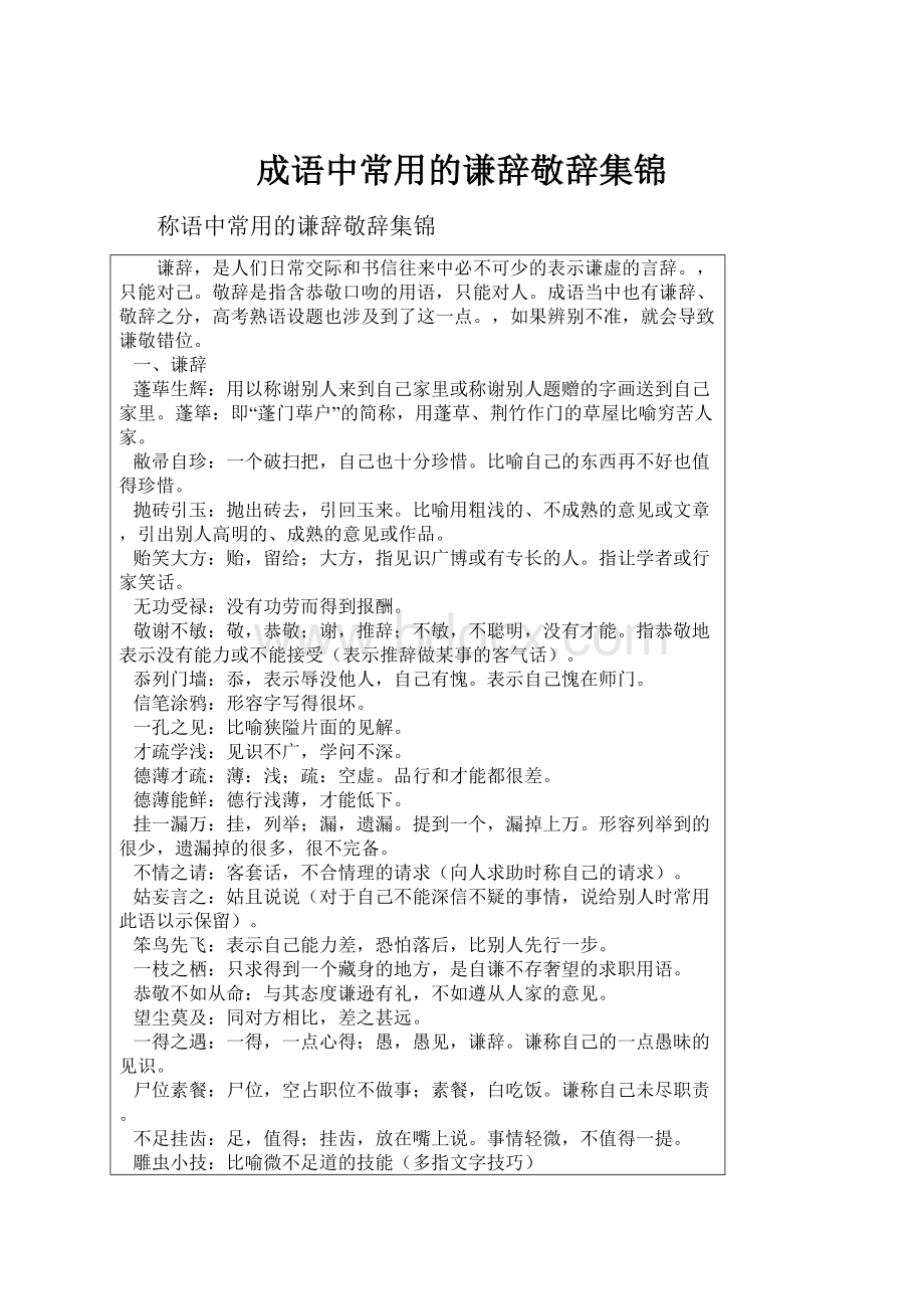 成语中常用的谦辞敬辞集锦.docx_第1页