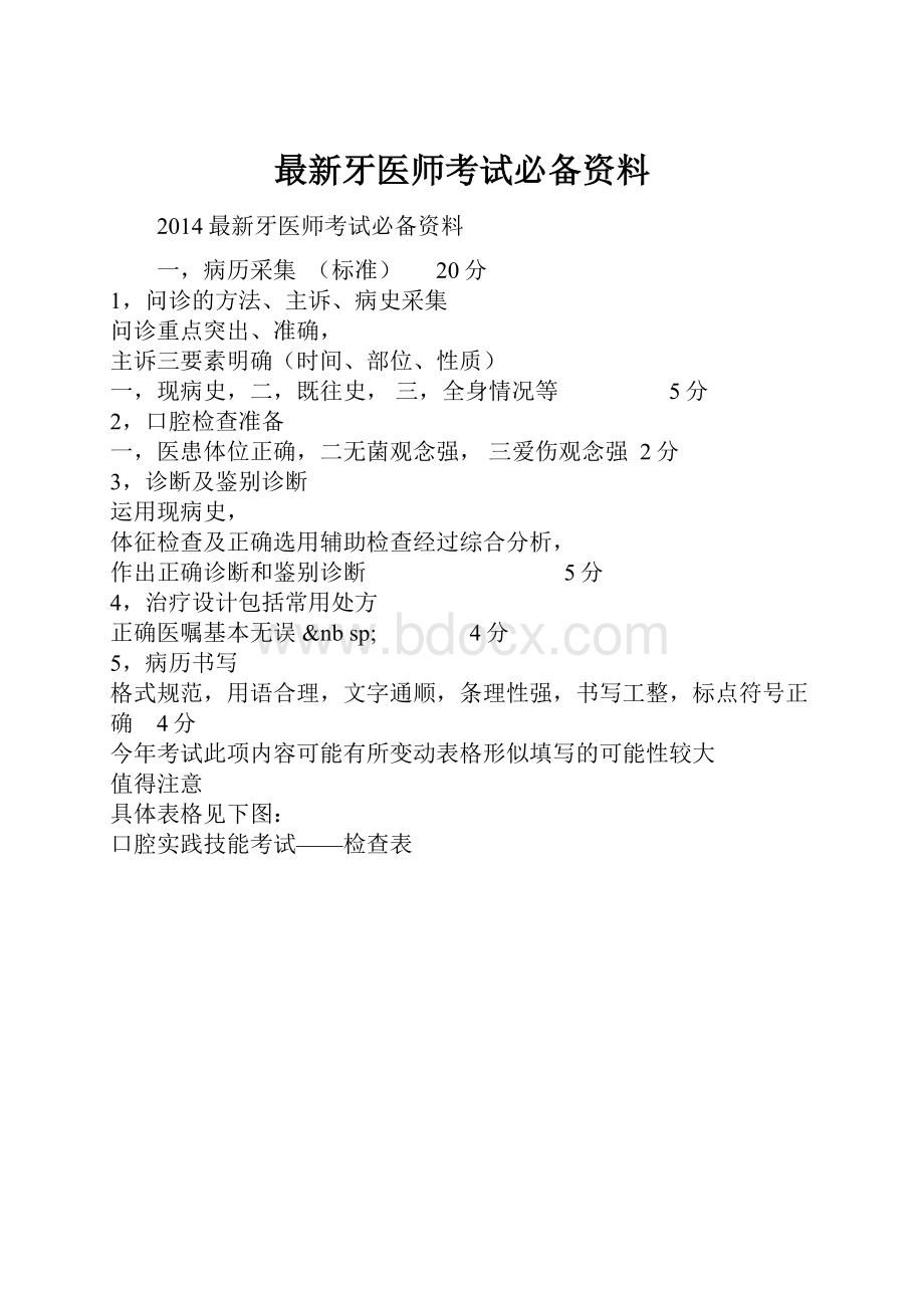 最新牙医师考试必备资料.docx