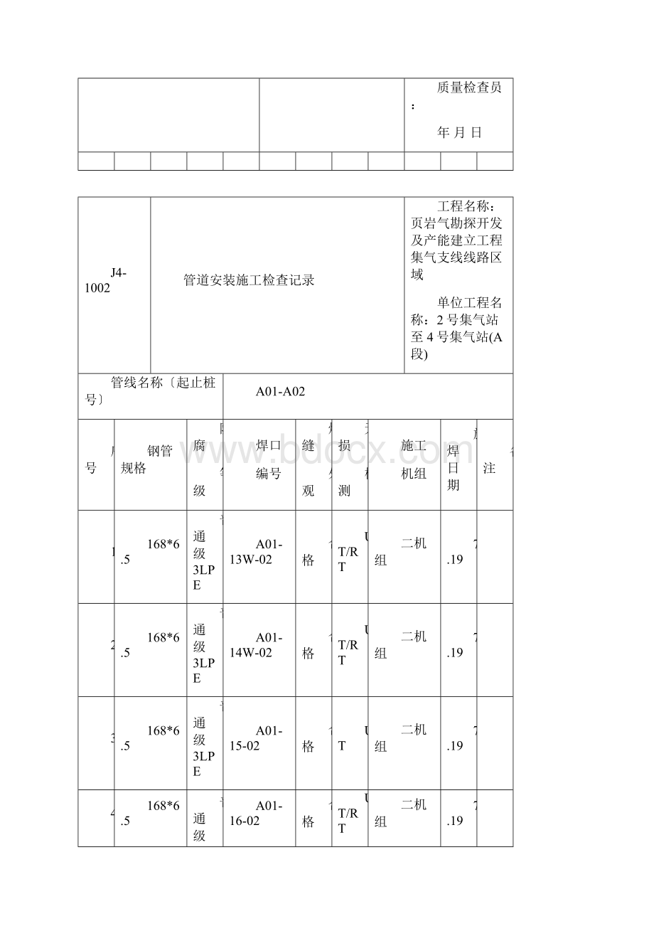 管道安装施工检查记录.docx_第3页