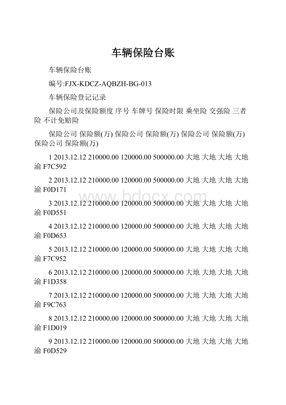 车辆保险台账.docx_第1页