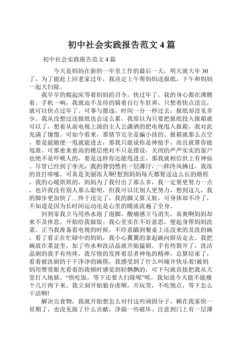 初中社会实践报告范文4篇.docx_第1页