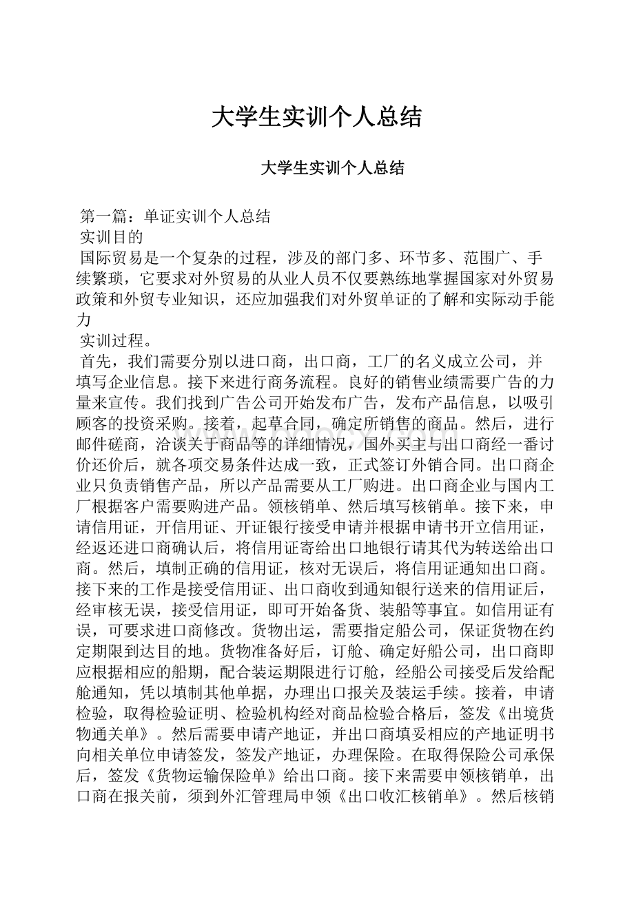 大学生实训个人总结.docx