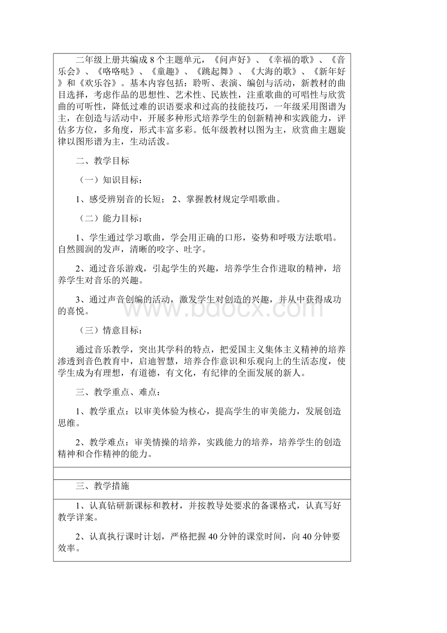 最新人音版二年级上册小学音乐教案全套.docx_第2页