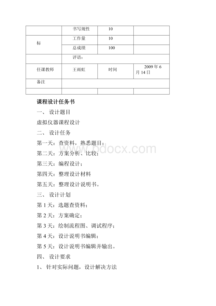 虚拟仪器技术课程设计报告书.docx_第2页