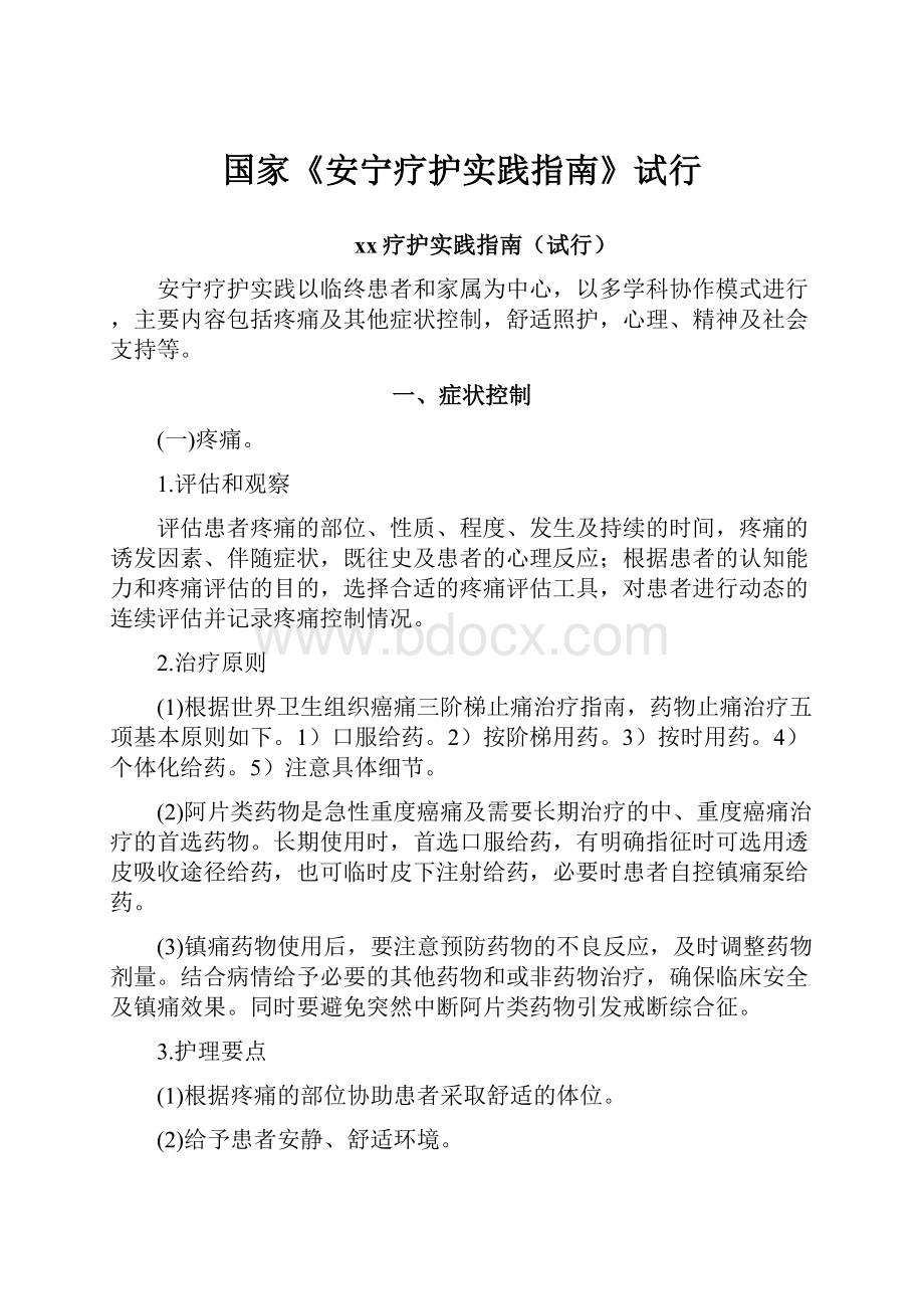 国家《安宁疗护实践指南》试行.docx