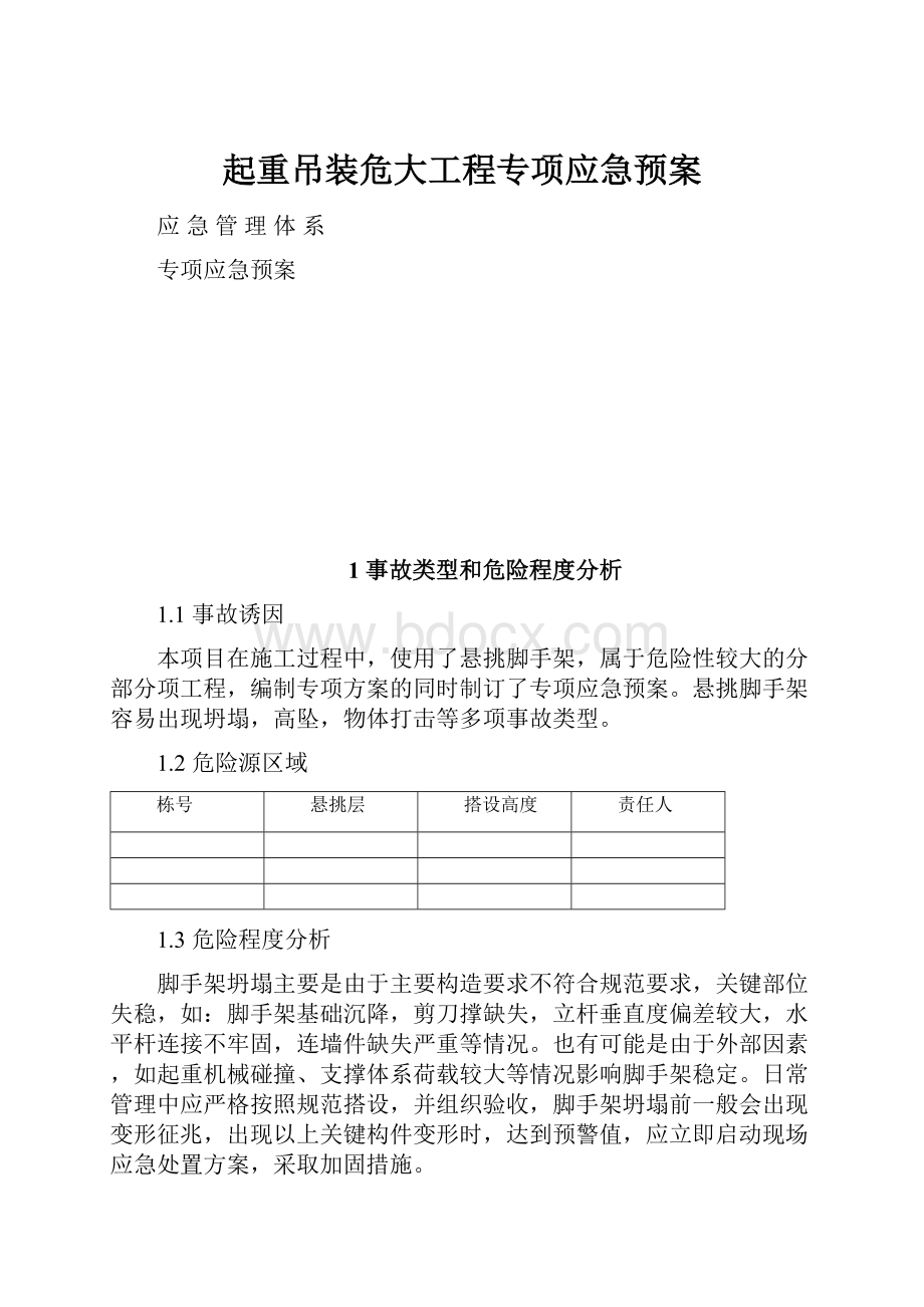 起重吊装危大工程专项应急预案.docx_第1页