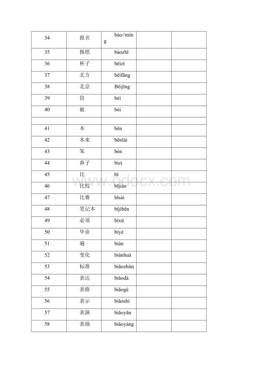 新HSK四级词汇甲级词汇1200个.docx_第3页