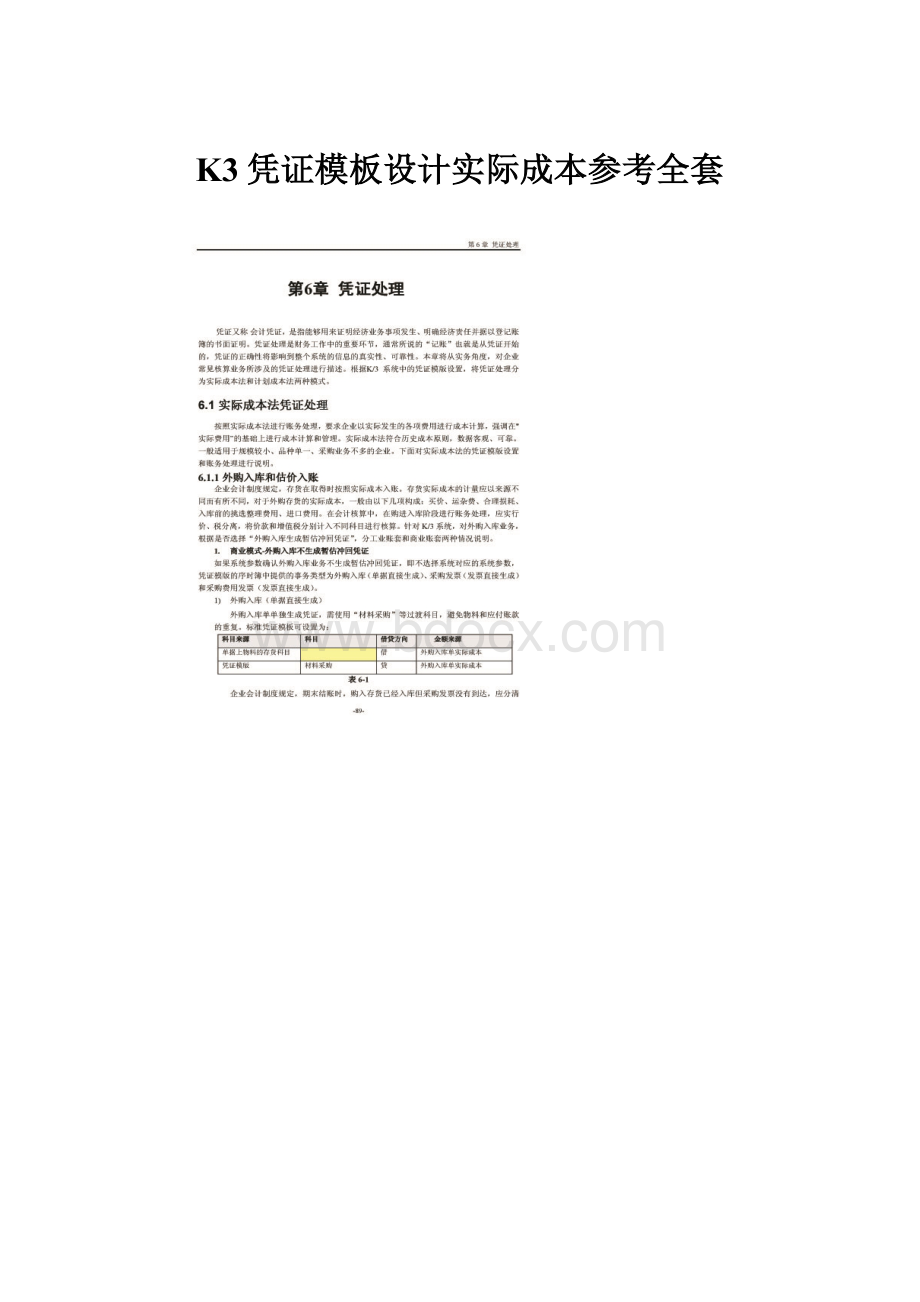 K3凭证模板设计实际成本参考全套.docx_第1页