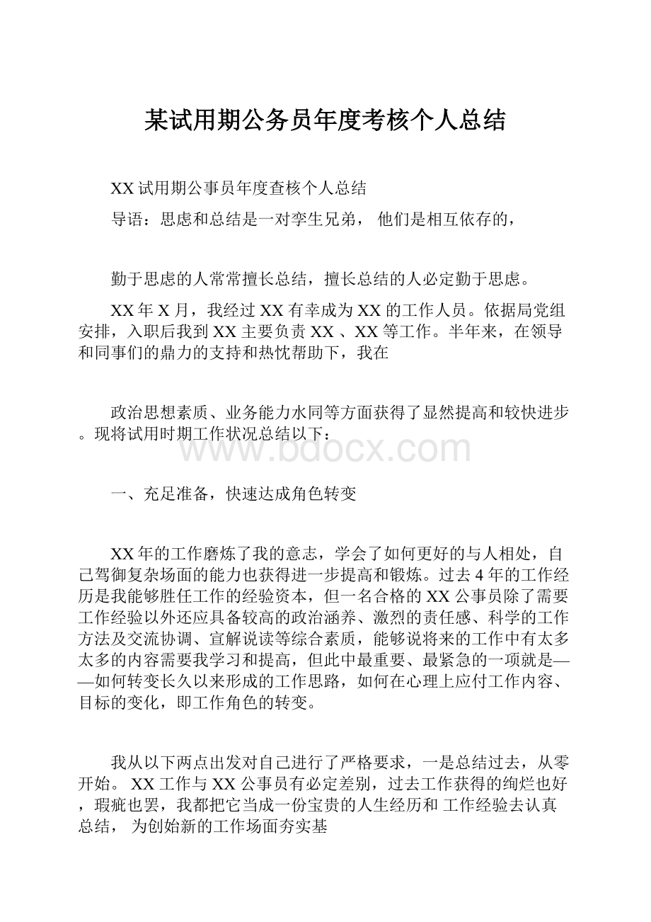 某试用期公务员年度考核个人总结.docx_第1页