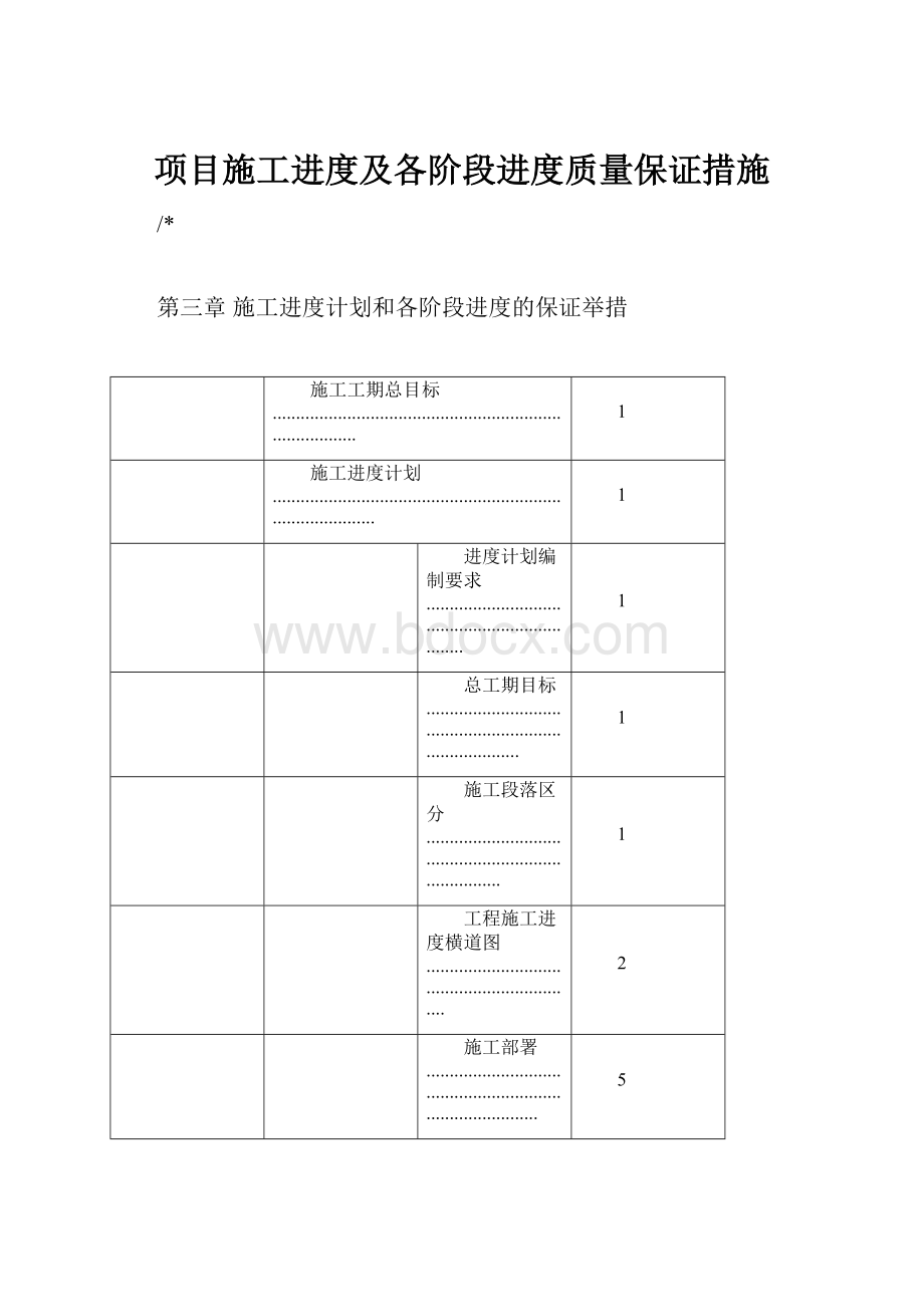 项目施工进度及各阶段进度质量保证措施.docx_第1页