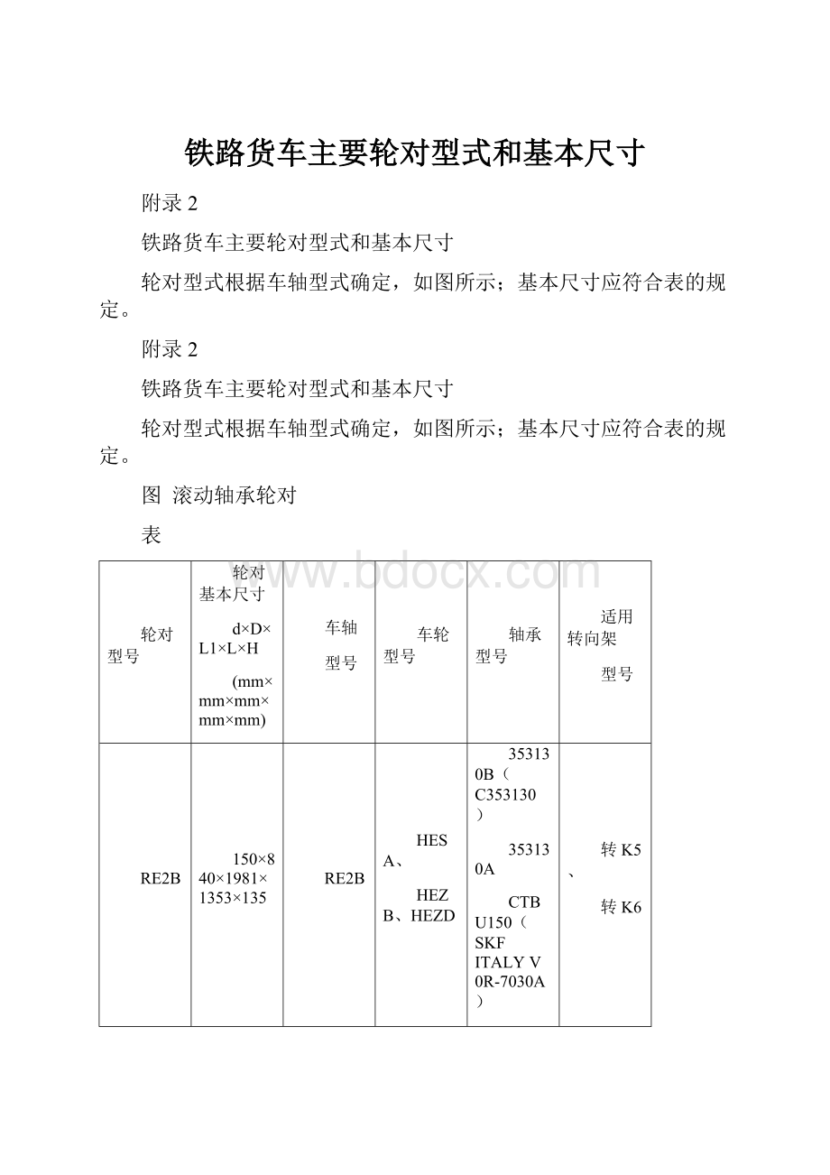 铁路货车主要轮对型式和基本尺寸.docx_第1页