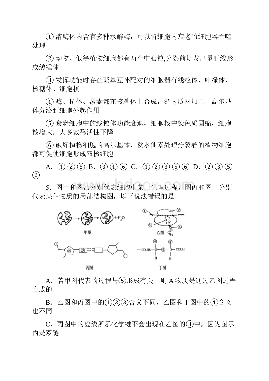 江西省横峰中学等四校届高三上学期第一次联考生物试题WORD版含答案.docx_第2页