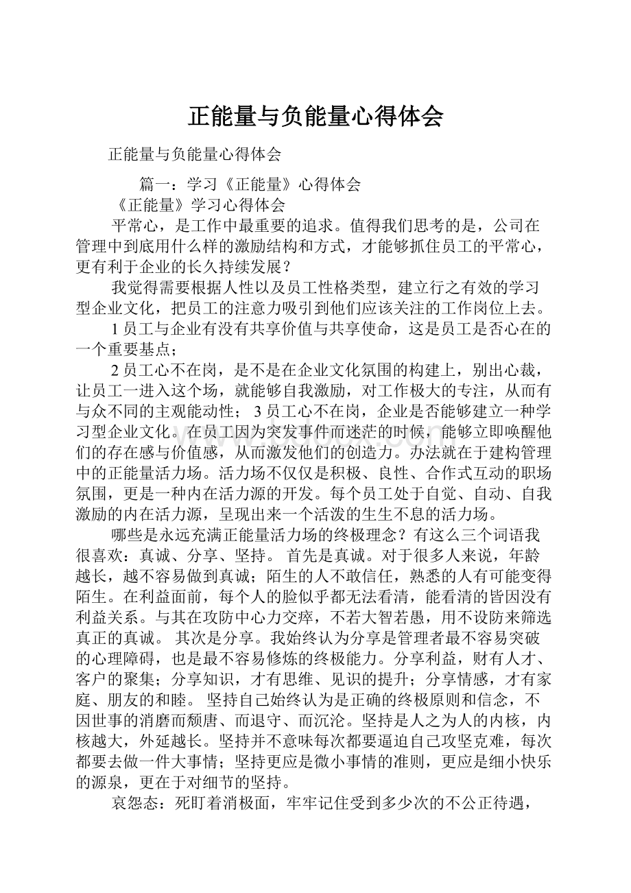 正能量与负能量心得体会.docx_第1页