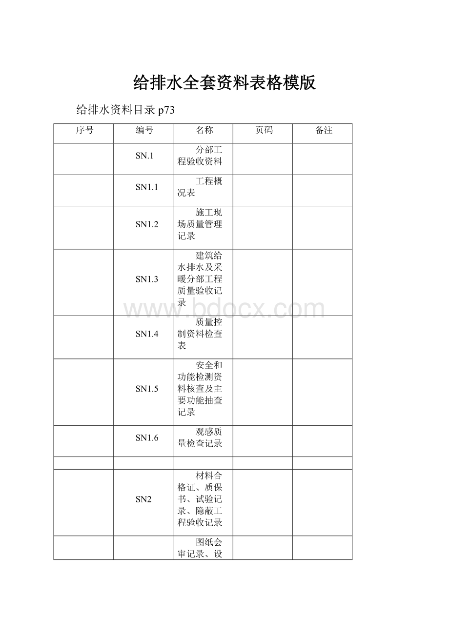 给排水全套资料表格模版.docx