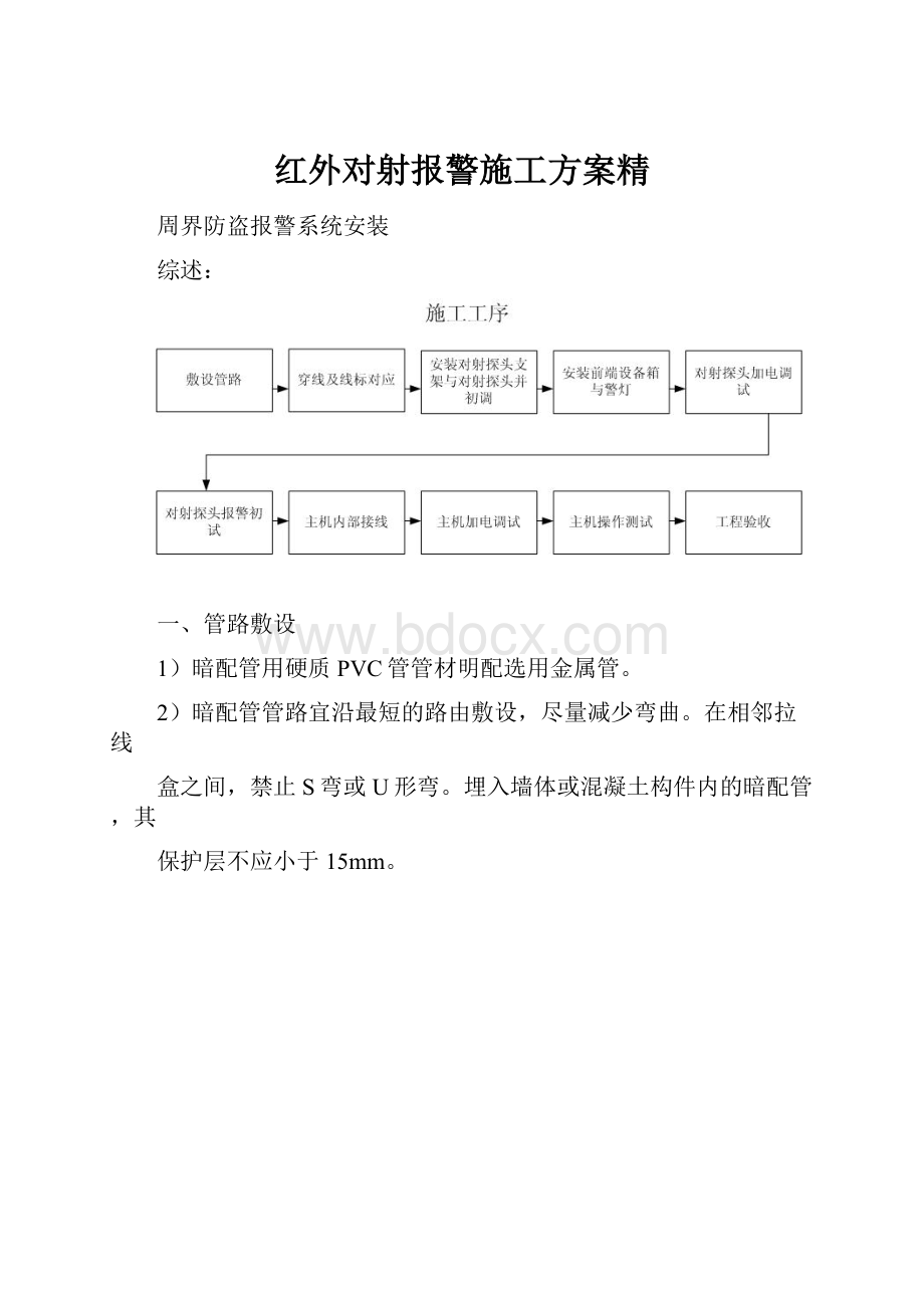 红外对射报警施工方案精.docx_第1页