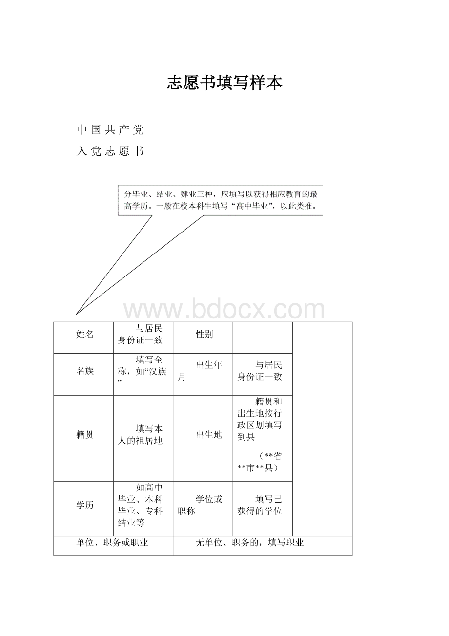 志愿书填写样本.docx