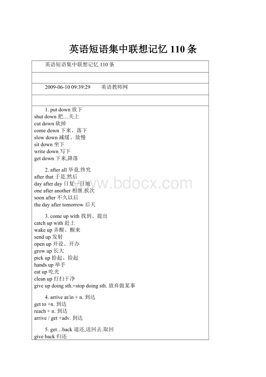 英语短语集中联想记忆110条.docx_第1页