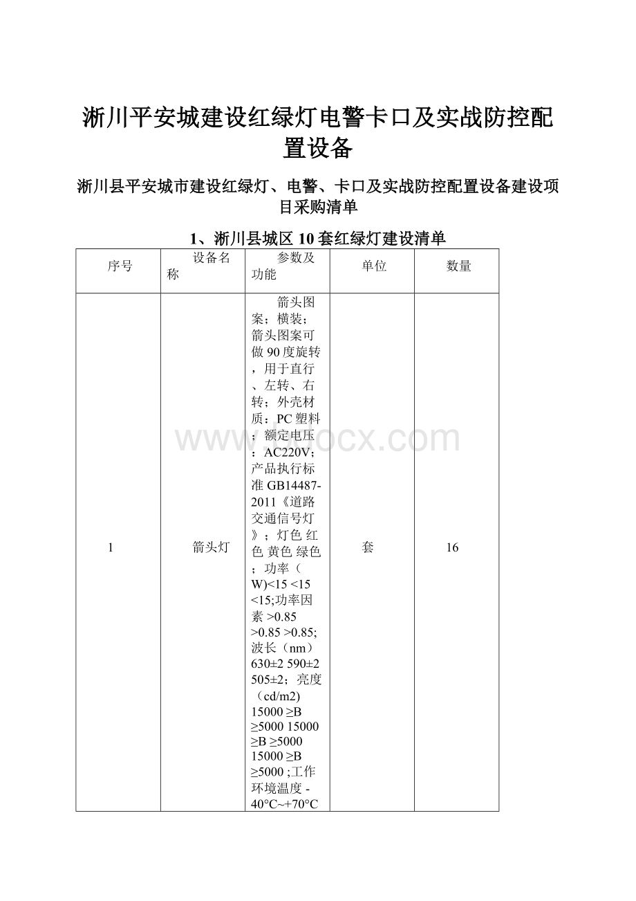 淅川平安城建设红绿灯电警卡口及实战防控配置设备.docx