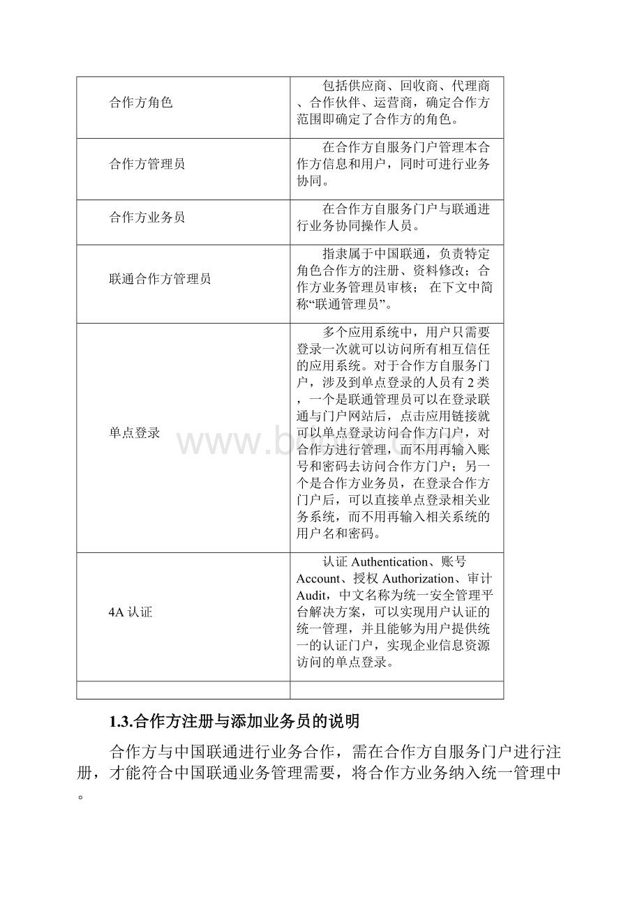 完整版中国联通合作方自服务门户系统操作手册合作方人员操作V10.docx_第3页