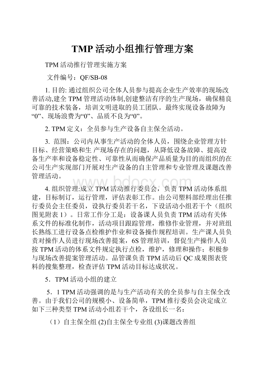 TMP活动小组推行管理方案.docx_第1页