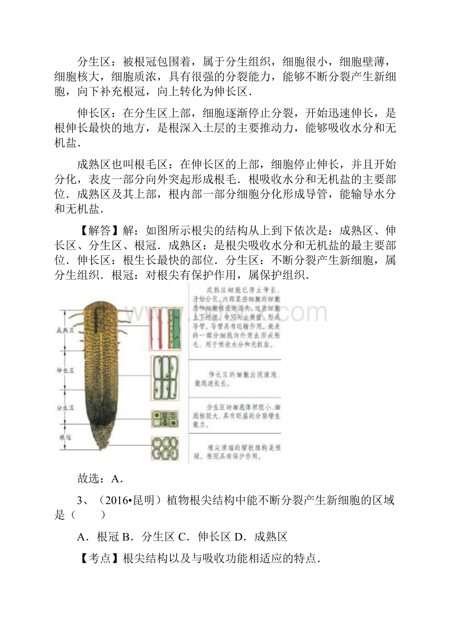 全国中考生物试题专题 汇编绿色植物的生活需要水和无机盐解析版.docx_第2页